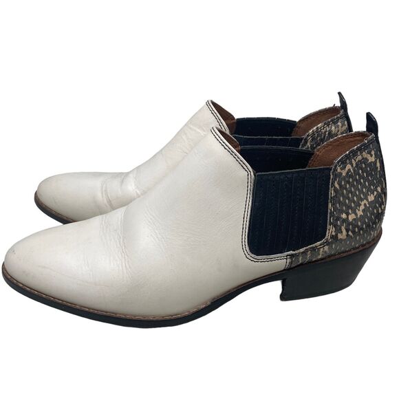 Coach Devin Leather and Snake Print Booties Womens 10B White - Picture 1 of 12